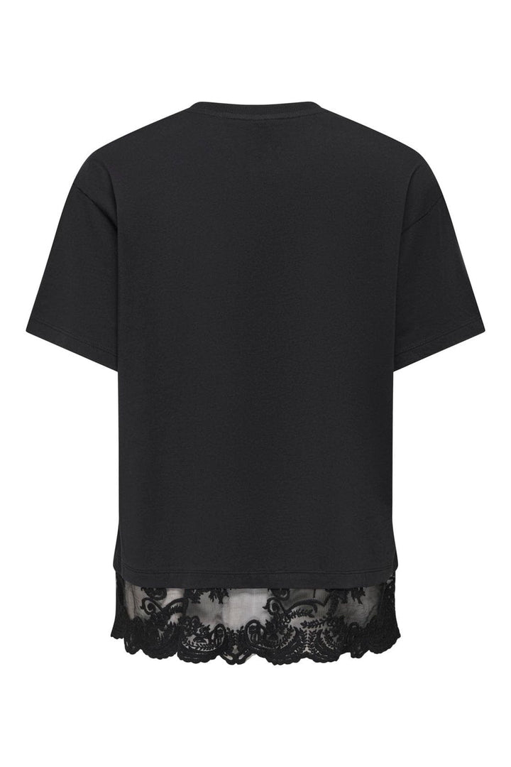Only - Onlvivvi S/S Lace Bottom Top - 5130040 Black Black Lace