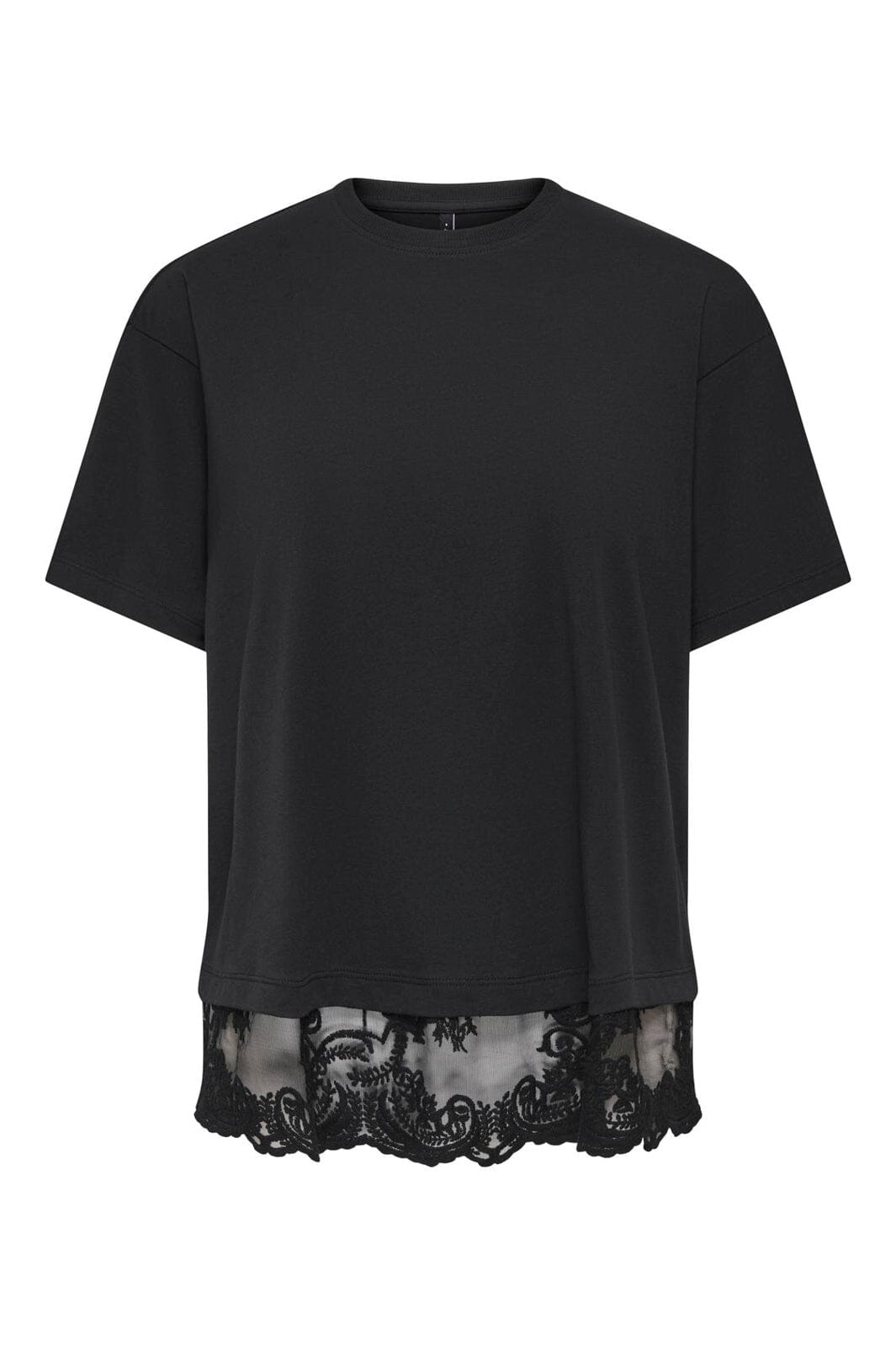 Only - Onlvivvi S/S Lace Bottom Top - 5130040 Black Black Lace