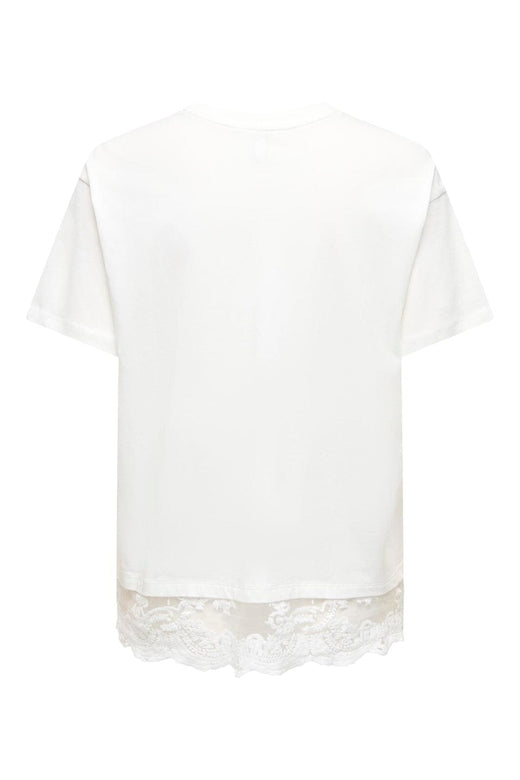 Only - Onlvivvi S/S Lace Bottom Top - 5130044 Cloud Dancer Cloud Dancer Lace