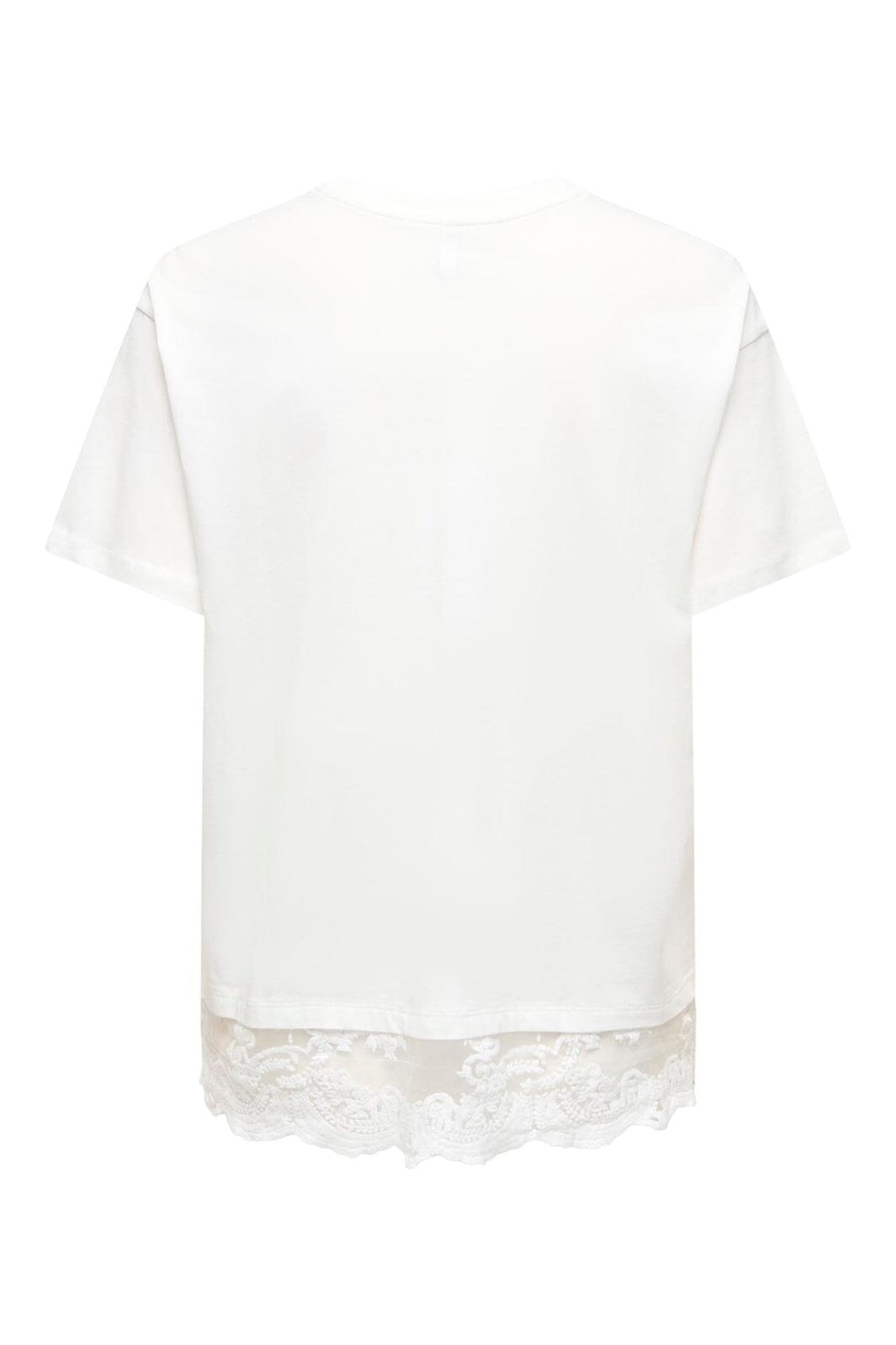 Only - Onlvivvi S/S Lace Bottom Top - 5130044 Cloud Dancer Cloud Dancer Lace