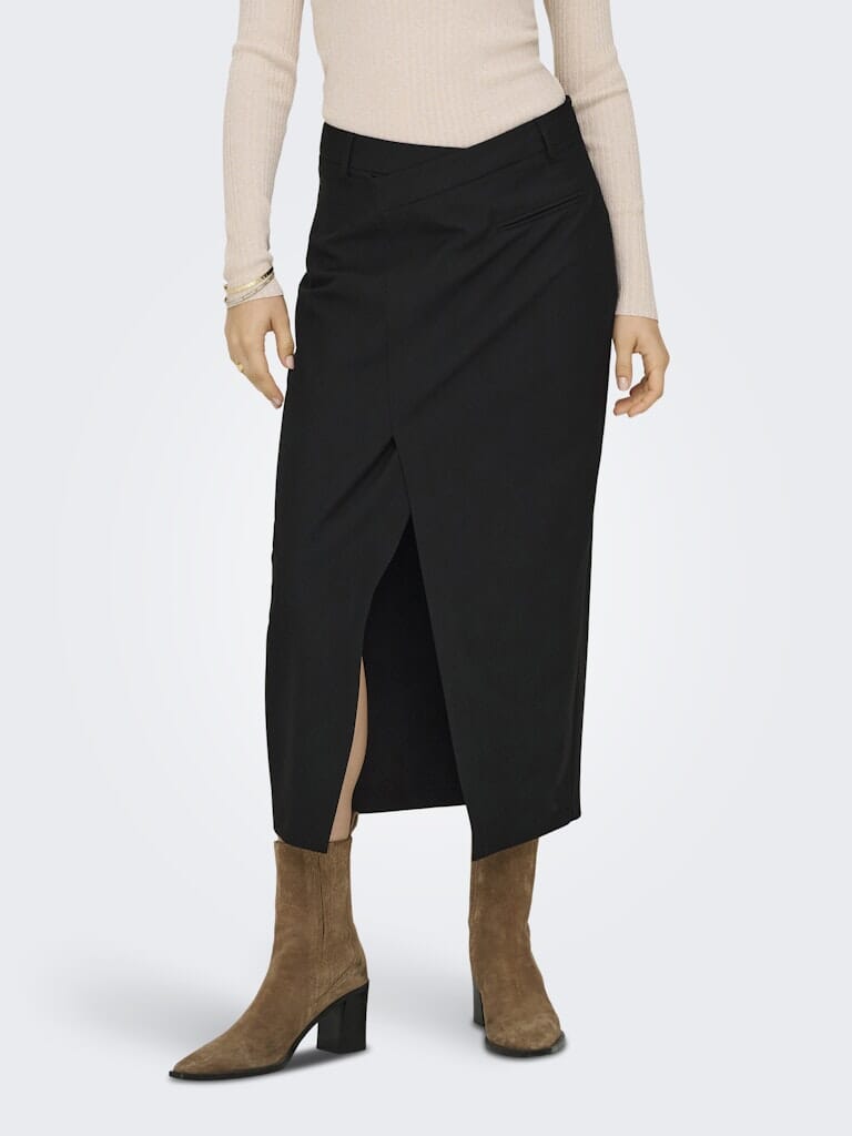 Only - Onlwella Life Long Skirt Tlr - 4902883 Black Nederdele 