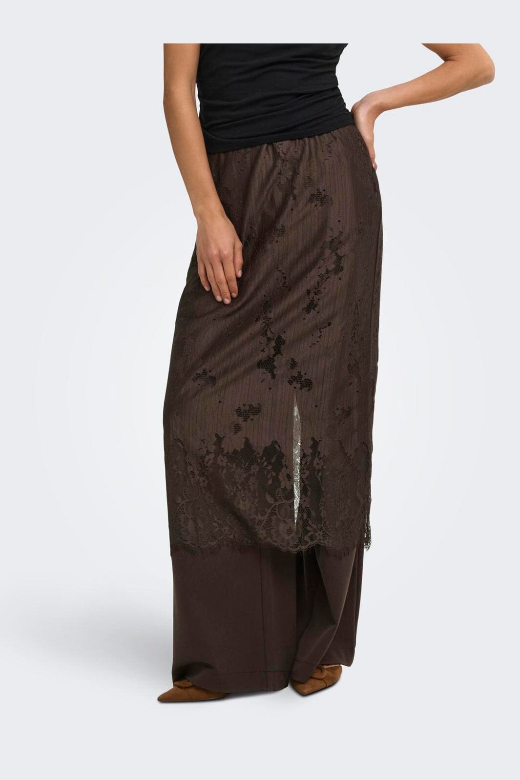 Only - Onlwille Lace Skirt - 5163078 Coffee Bean