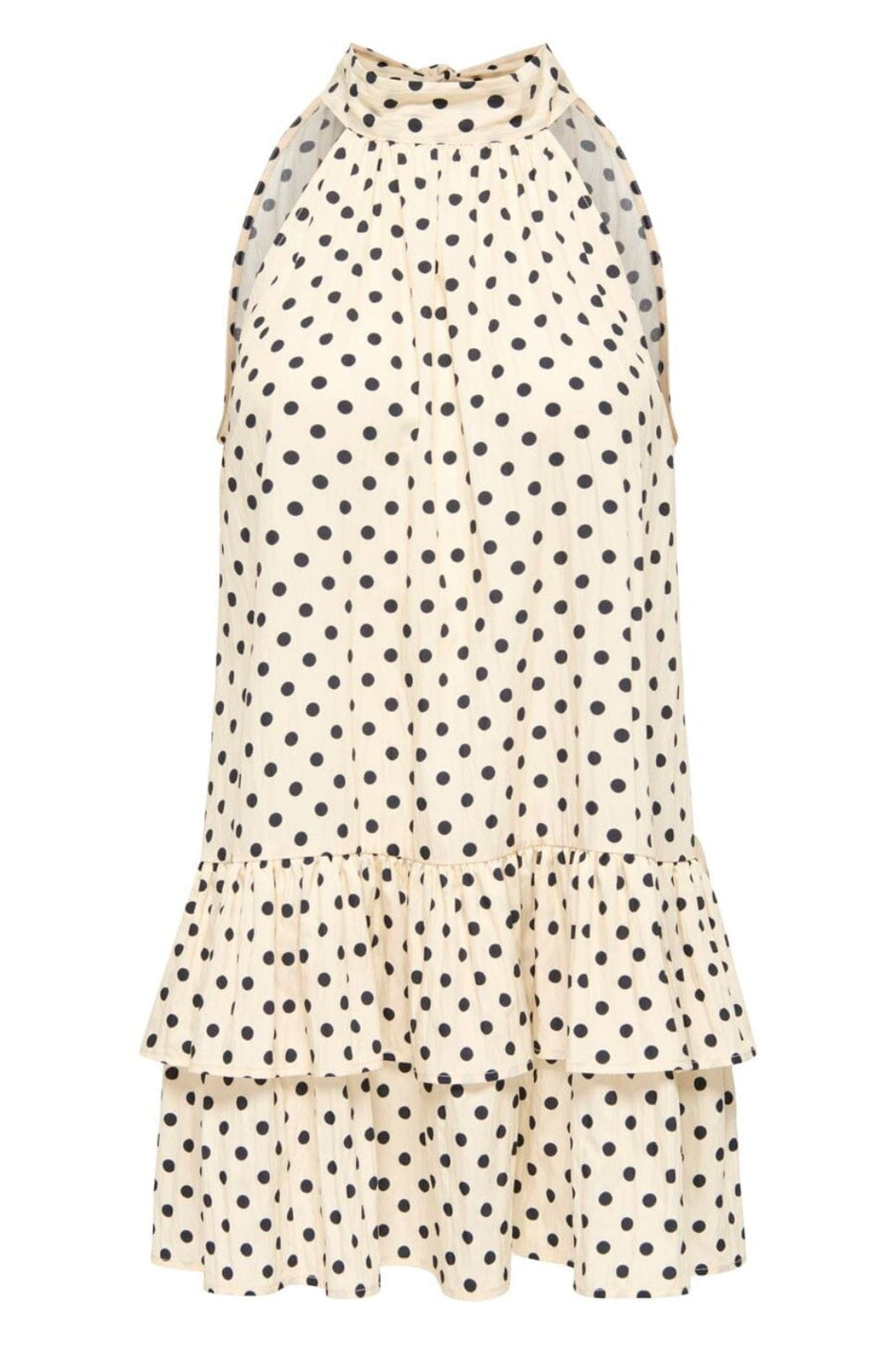 Only - Onlzazie S/L Short Frill Dress - 5140499 Sandshell Black Dot