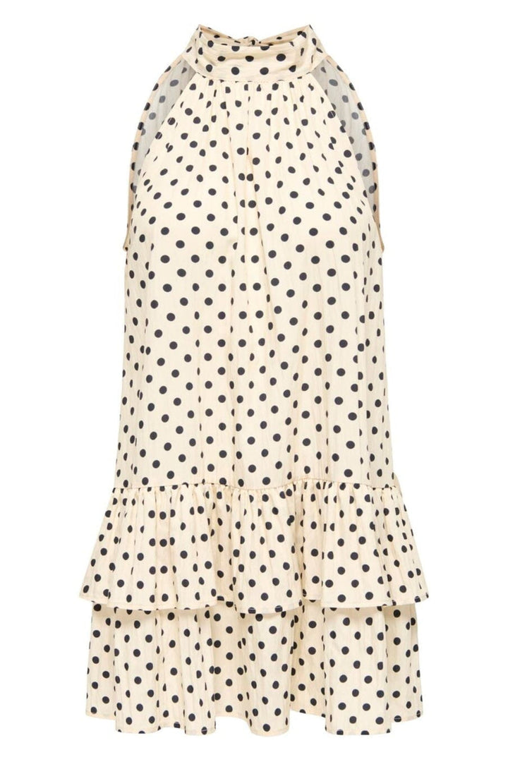 Only - Onlzazie S/L Short Frill Dress - 5140499 Sandshell Black Dot