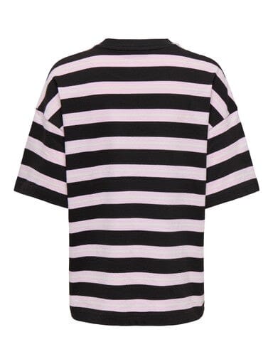 Only - Pglisa Stripe S/S Top - 5236444 Black Bean Pink Lady/ White Stripes T-shirts 