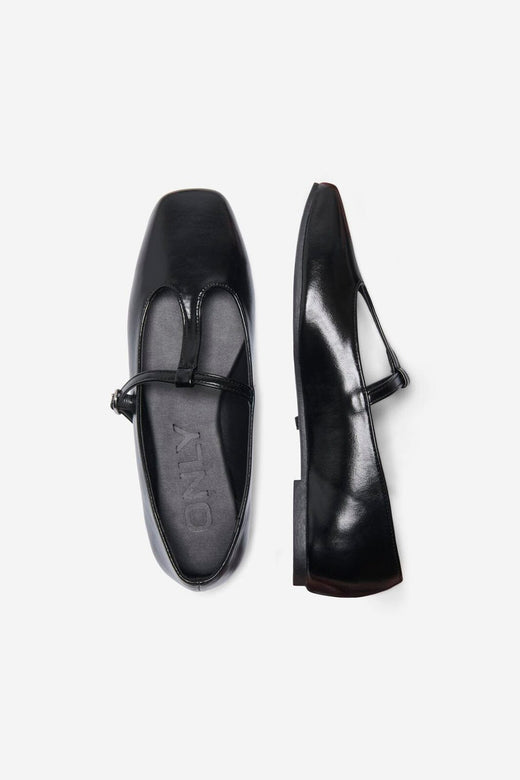 Only Shoes - Onlakira-8 Pu T-Strap Ballerina - 5064662 Black