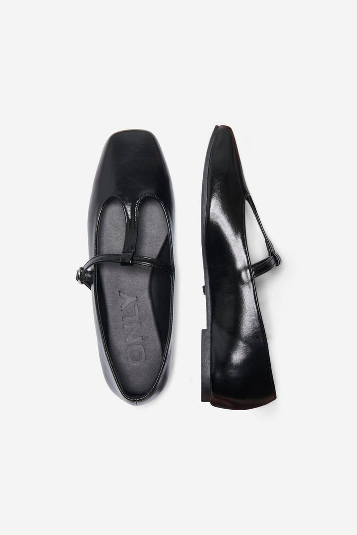 Only Shoes - Onlakira-8 Pu T-Strap Ballerina - 5064662 Black