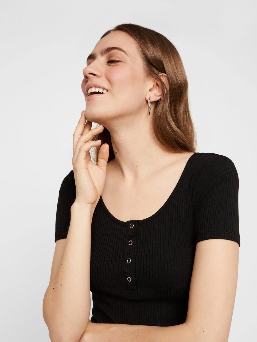 PIECES - Kitte SS Top - Black T-shirts 