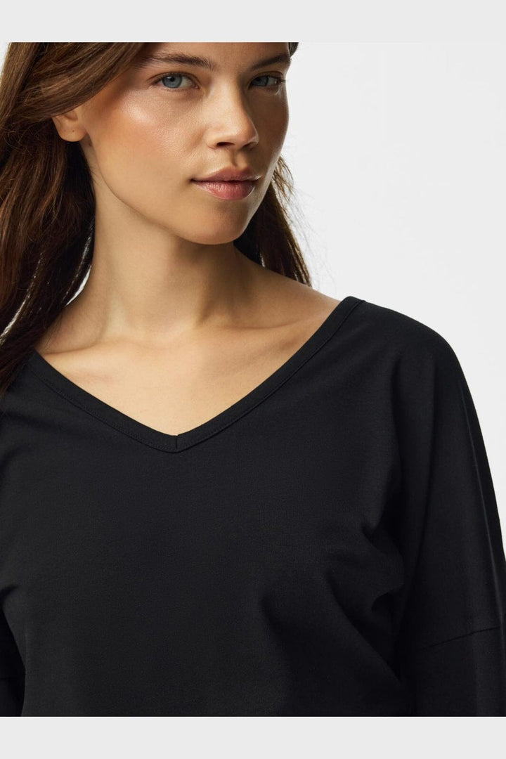 Pieces - Pcalli Ls V-Neck Top - 5235928 Black