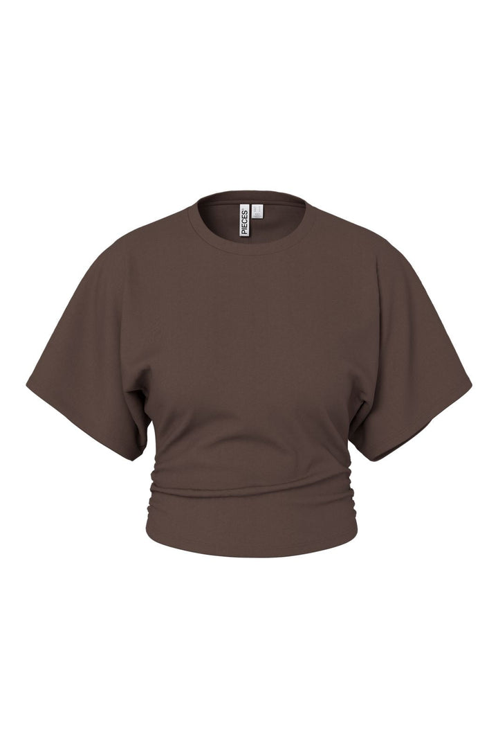 Pieces - Pcalli Ss O-Neck Top Dm - 5159161 Hot Fudge
