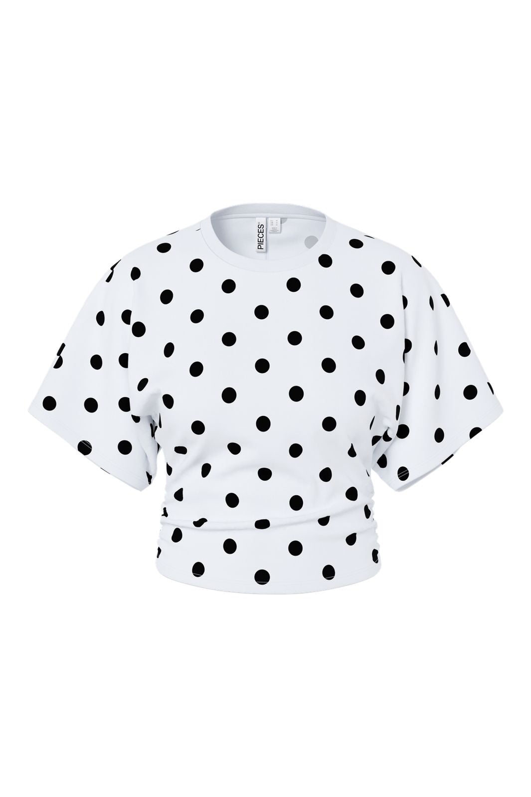 Pieces - Pcalli Ss O-Neck Top Dm - 5205111 Bright White Black Dots