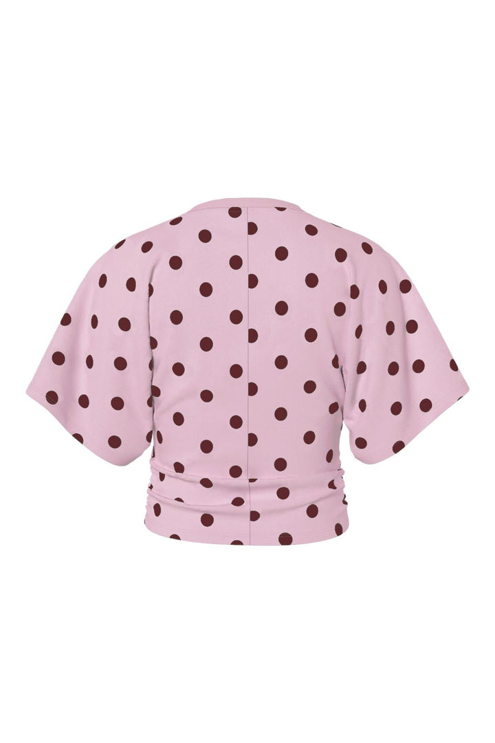 Pieces - Pcalli Ss O-Neck Top Dm - 5217129 Roseate Spoonbill Dots - Tawny Port