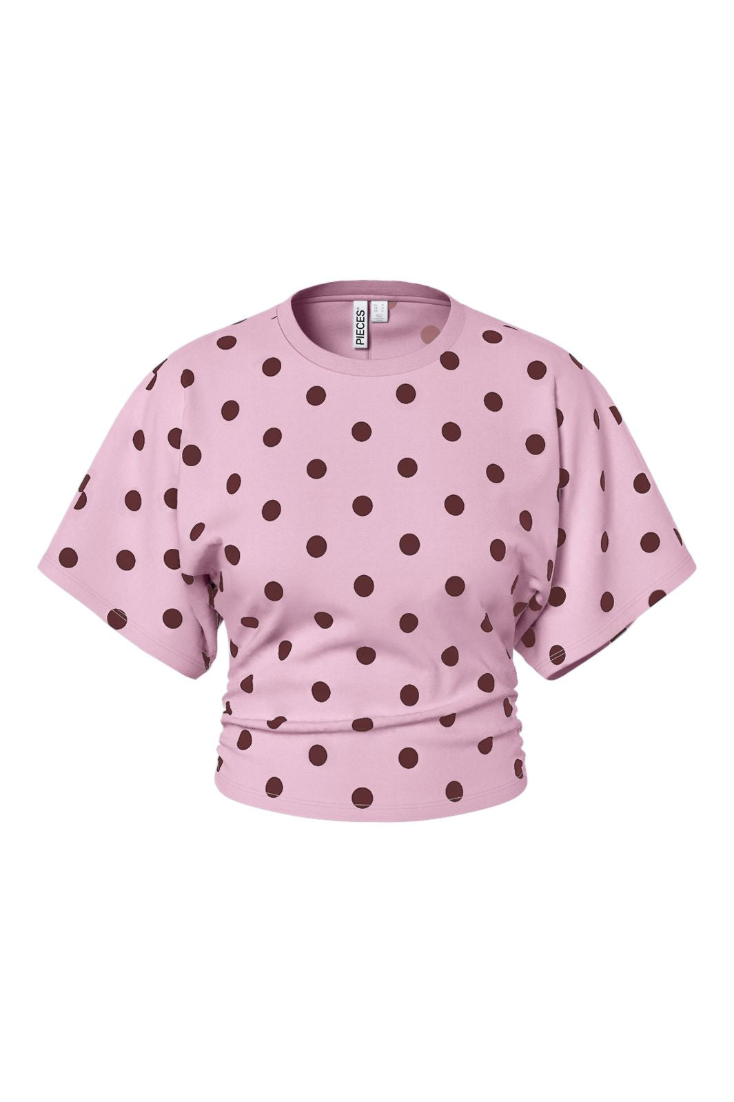 Pieces - Pcalli Ss O-Neck Top Dm - 5217129 Roseate Spoonbill Dots - Tawny Port