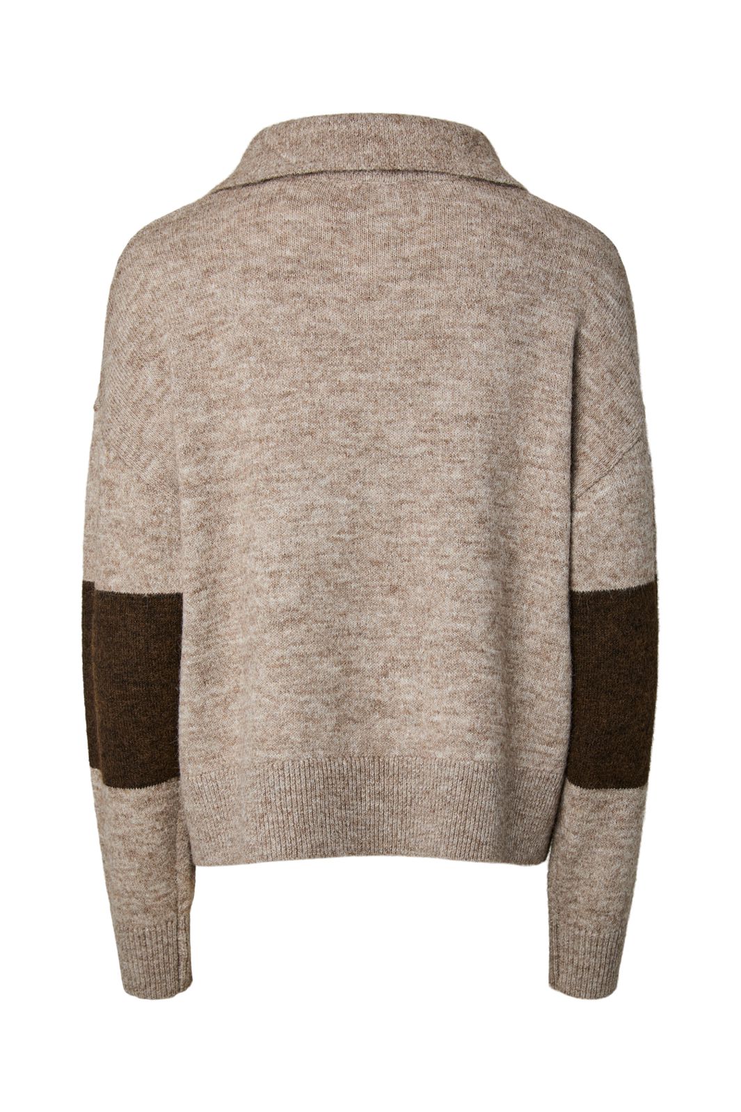 Pieces - Pcallie Ls Half Zip Knit - 5175551 Greige Hot Fudge