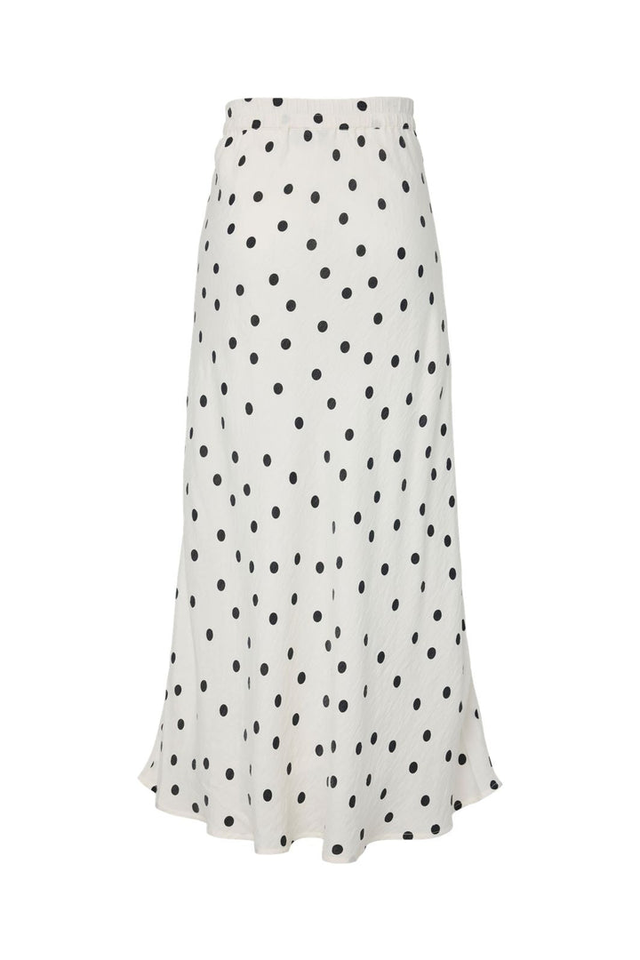Pieces - Pcangie Ankle Skirt - 5103002 Cloud Dancer Black Polka Dots