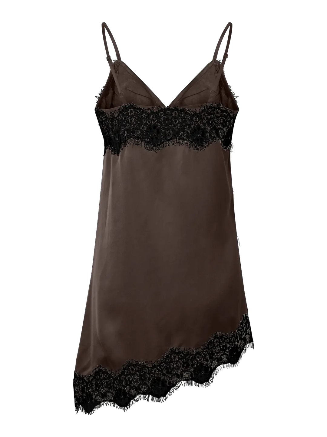 Pieces - Pcariel Assymetric Lace Top Pp - 5102453 Hot Fudge Black Lace Toppe 