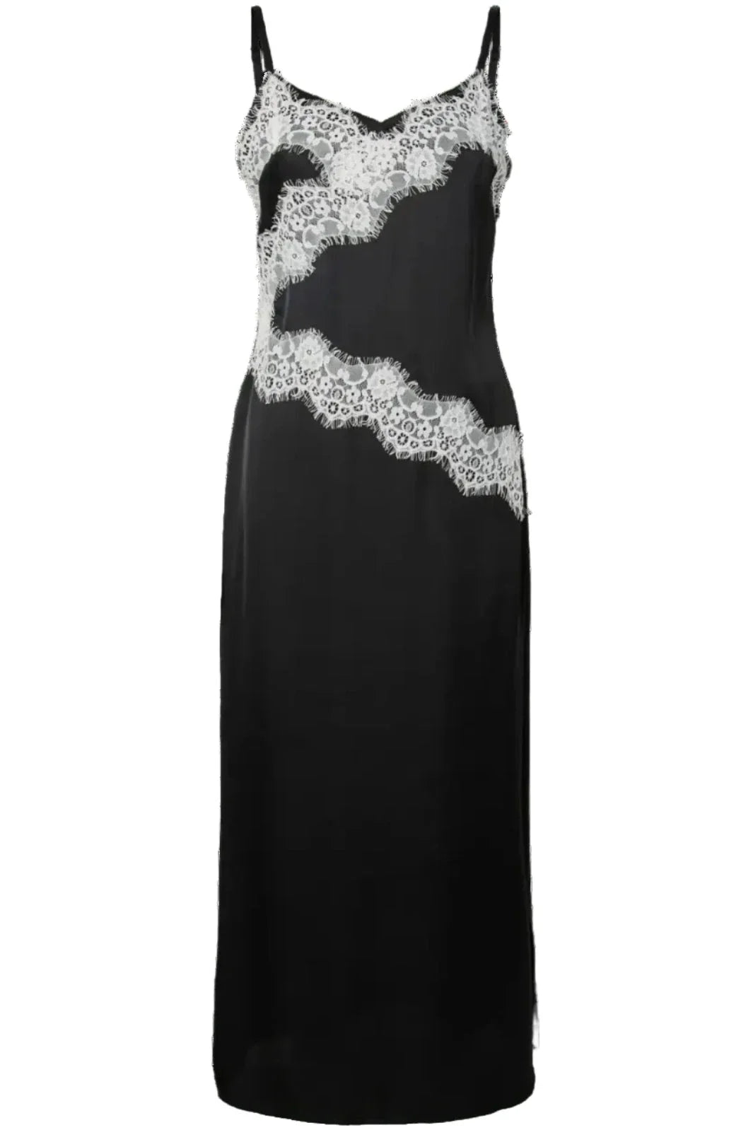 Pieces - Pcariel Sl Ankle Dress Pp - 5049057 Black White Lace Kjoler 