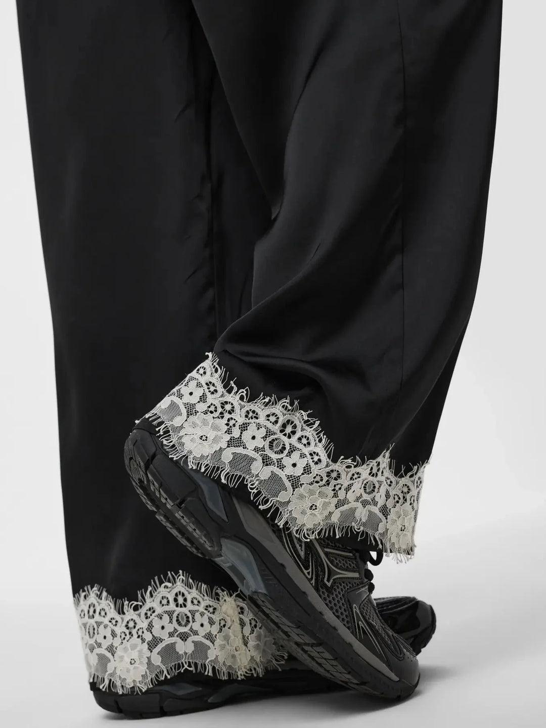 Pieces - Pcariel Wide Lace Pants Pp - 5093524 Black White Lace Bukser 