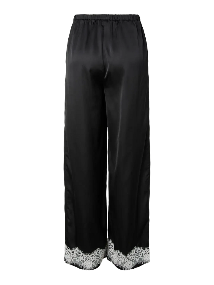 Pieces - Pcariel Wide Lace Pants Pp - 5093524 Black White Lace Bukser 