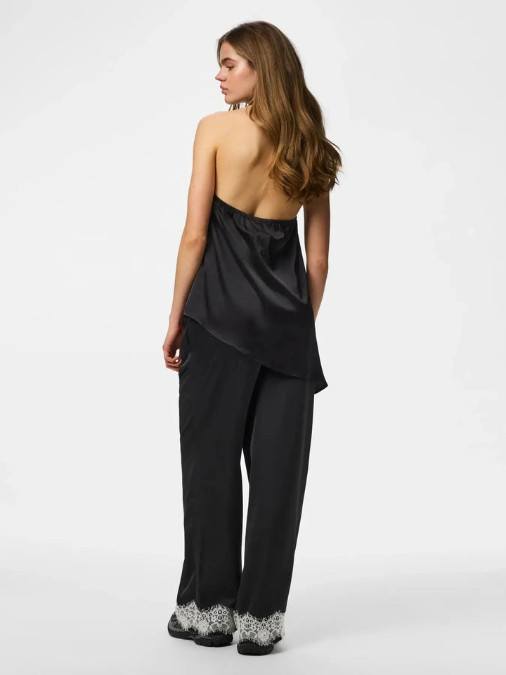 Pieces - Pcariel Wide Lace Pants Pp - 5093524 Black White Lace Bukser 