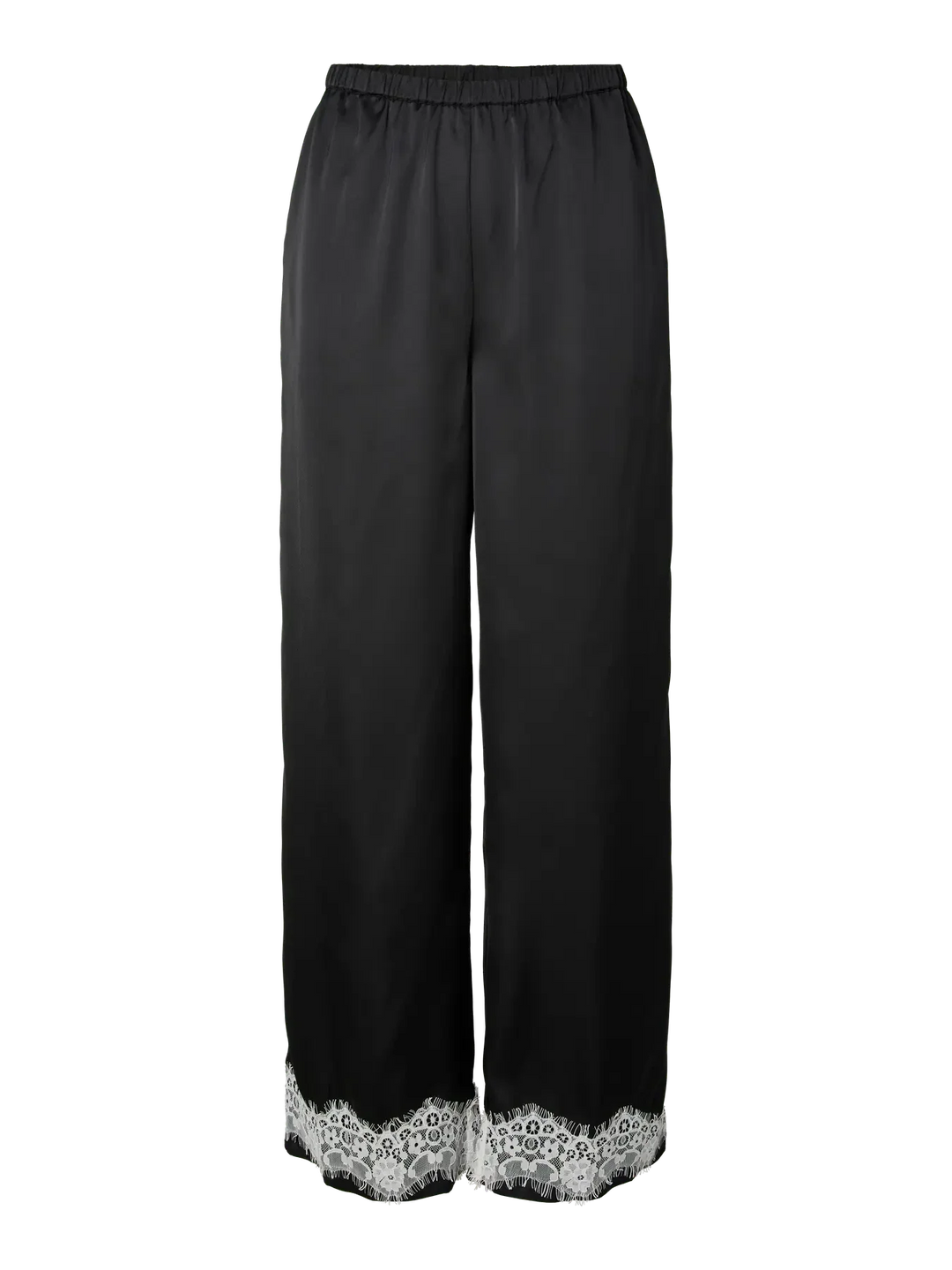 Pieces - Pcariel Wide Lace Pants Pp - 5093524 Black White Lace Bukser 