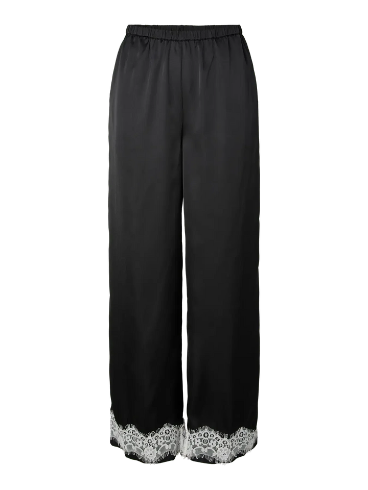 Pieces - Pcariel Wide Lace Pants Pp - 5093524 Black White Lace Bukser 