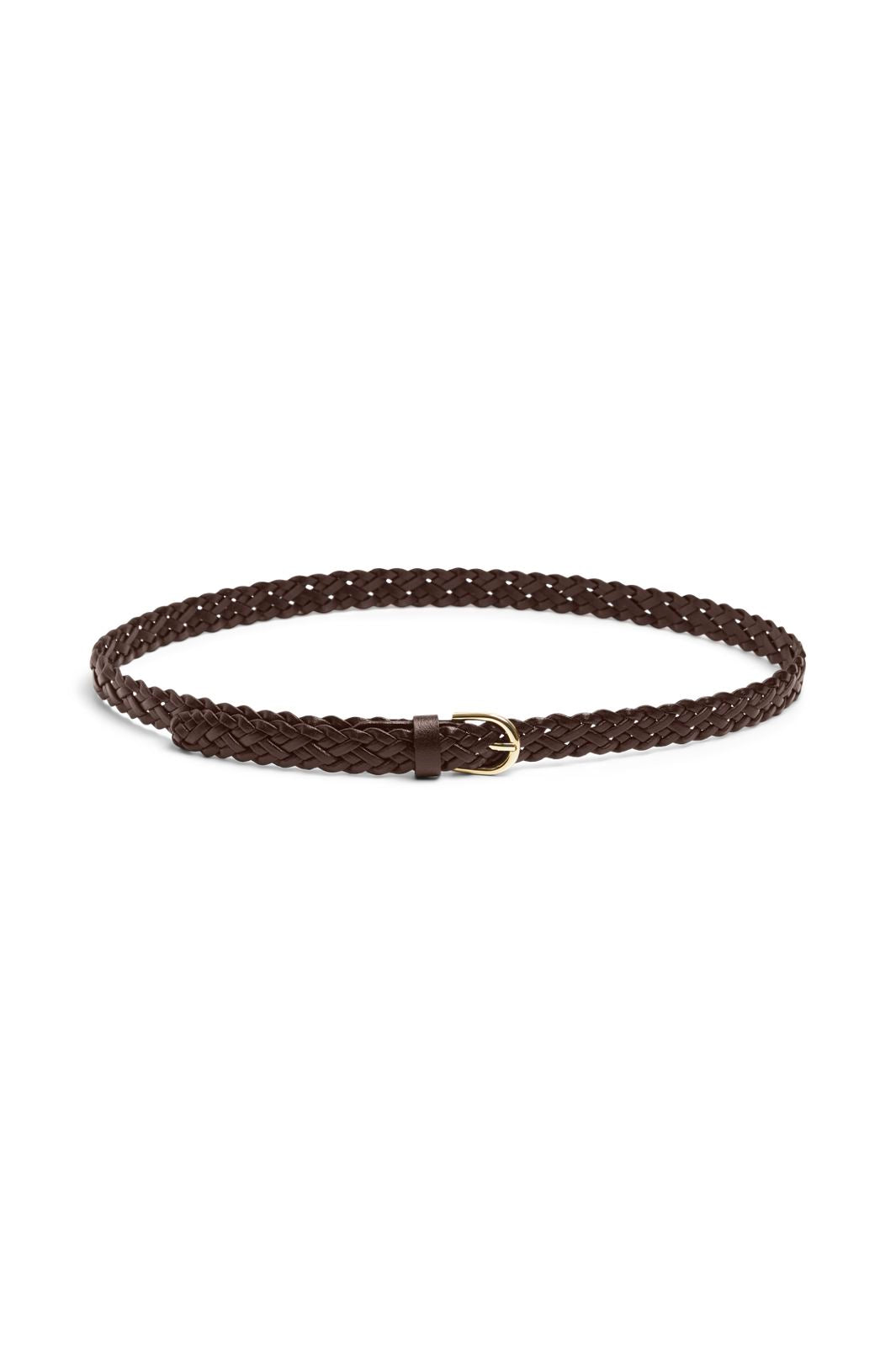 Pieces - Pcavery Leather Braided Slim Belt - 4863011 Hot Fudge