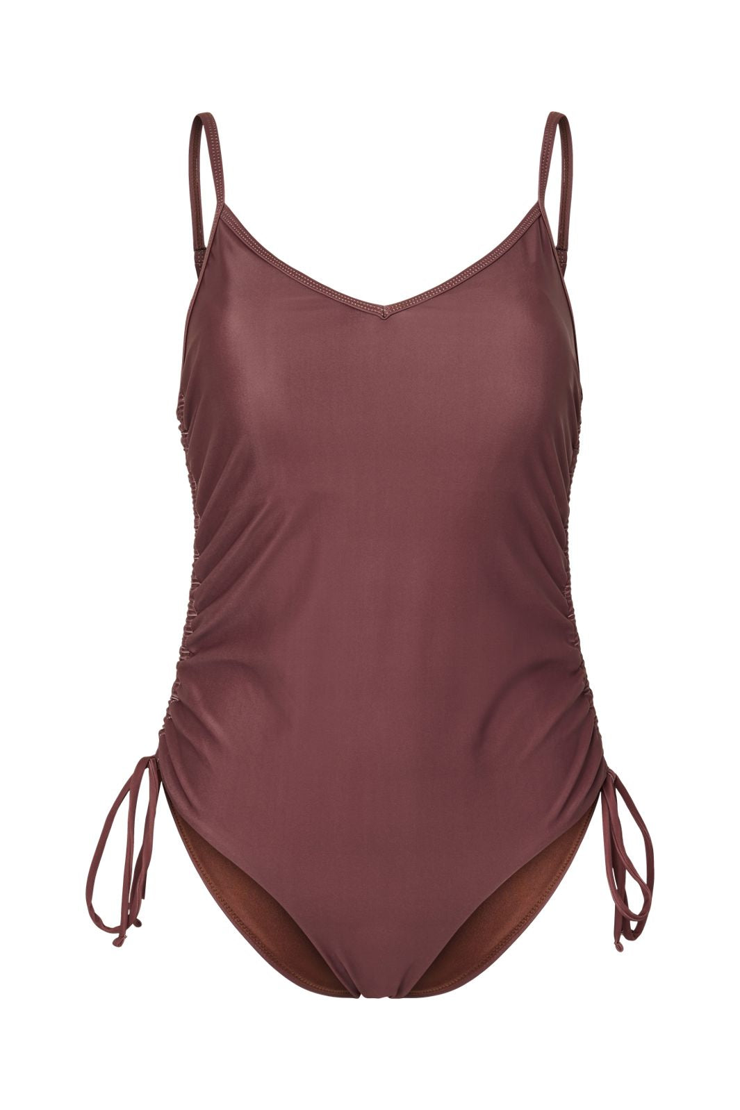 Pieces - Pcbaomi Ruching Swimsuit - 4964619 Deep Mahogany