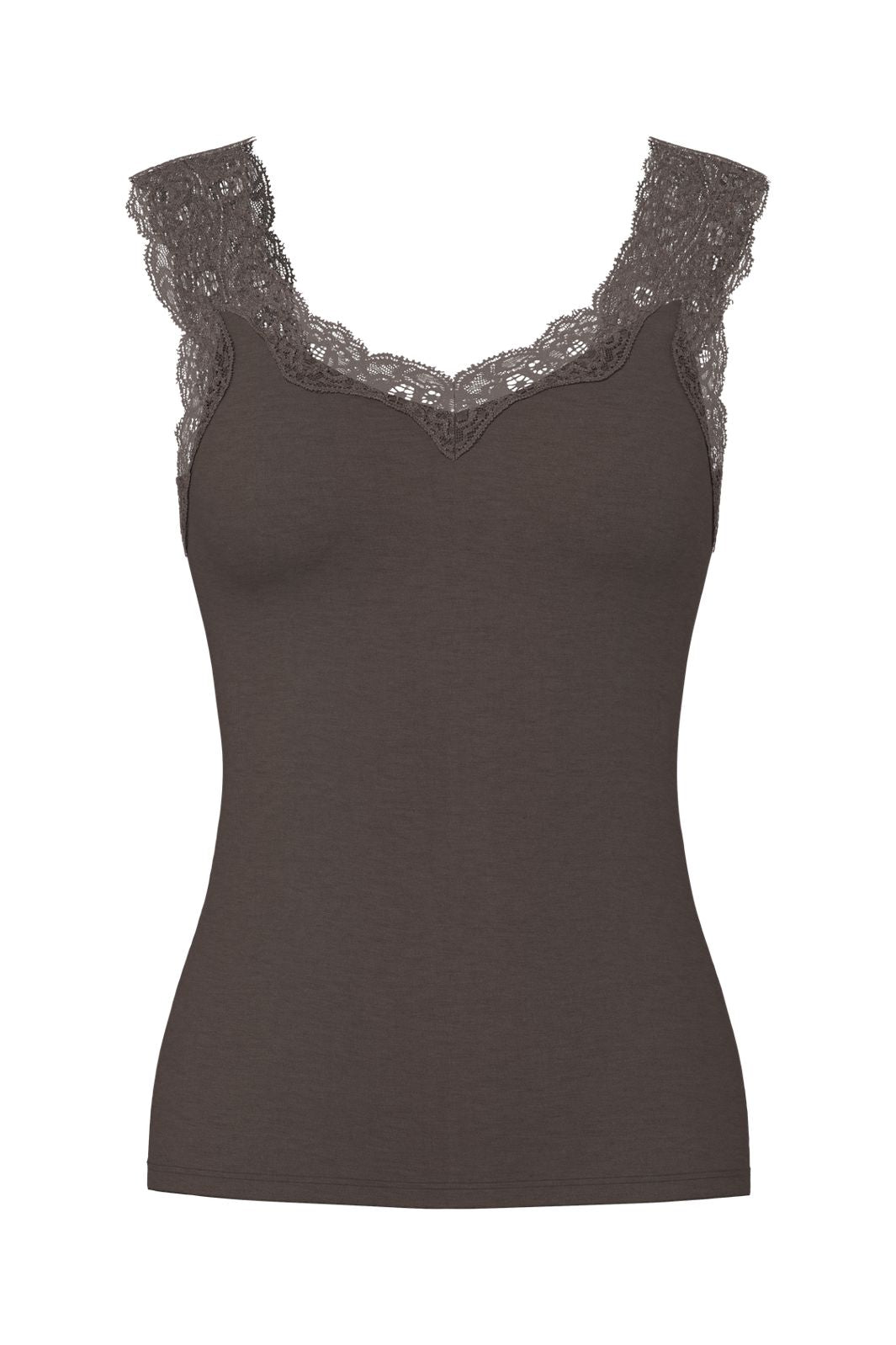 Pieces - Pcbarbera Lace Top - 4801924 Hot Fudge