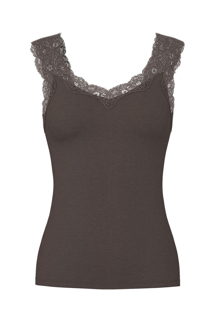 Pieces - Pcbarbera Lace Top - 4801924 Hot Fudge