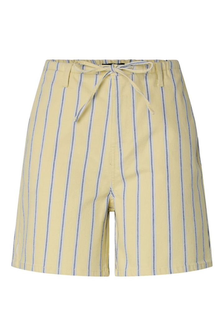 Pieces - Pcbillo Tie Denim Shorts - 4972573 French Vanilla Cloud Dancer & Beaucoup Blue & Oyster Mushrooms