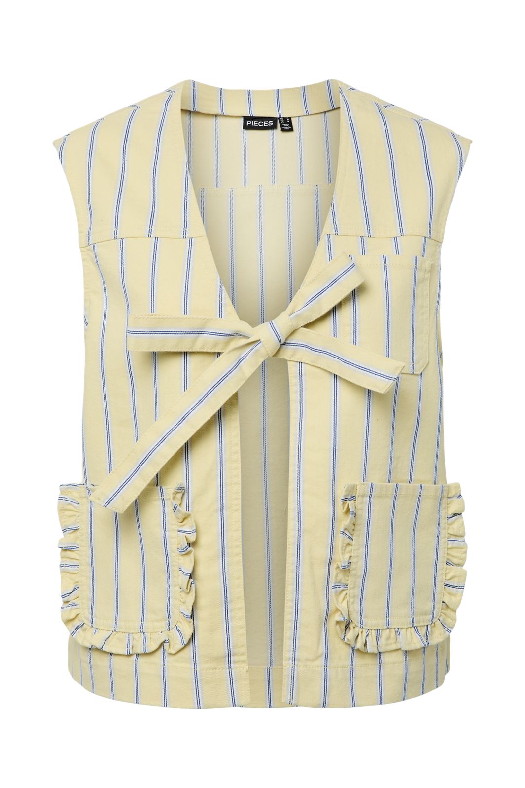 Pieces - Pcbillo Tie Denim Vest - 4986180 French Vanilla Cloud Dancer/ Beaucoup Blue/ Oyster Mushrooms