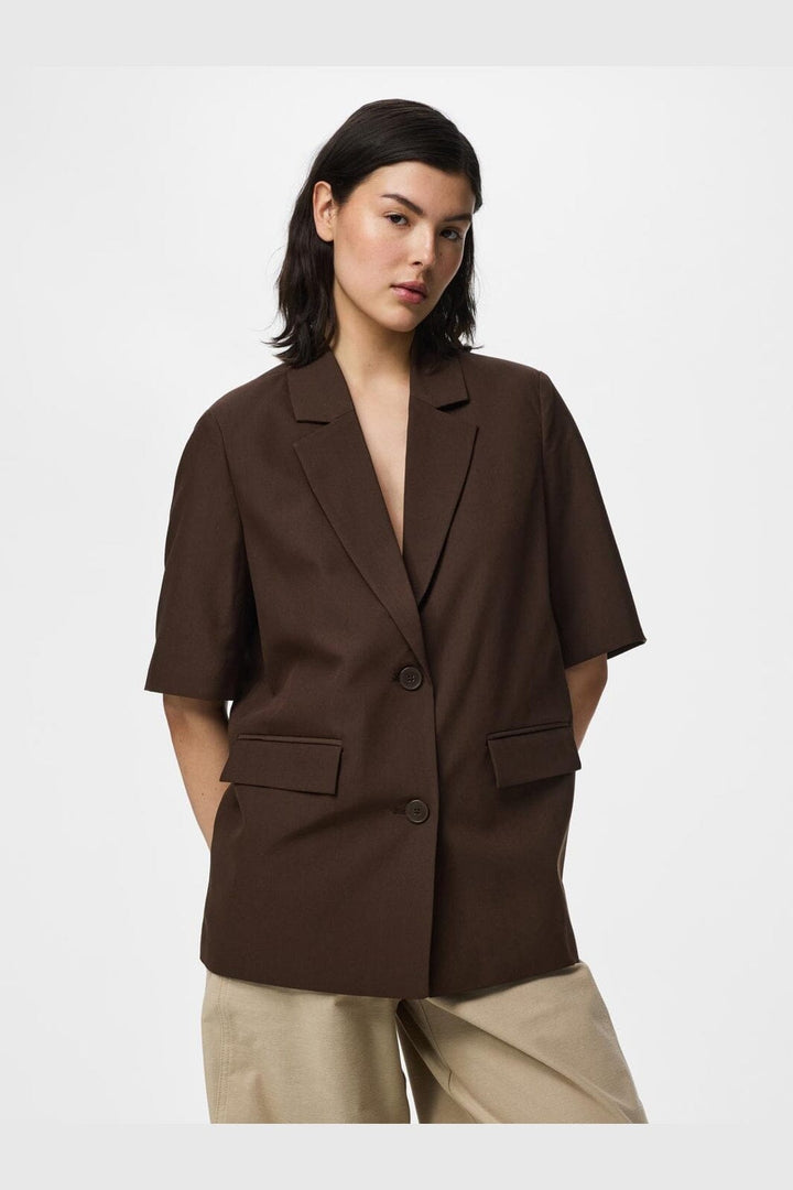 Pieces - Pcbosella 2/4 Blazer - 5112085 Hot Fudge