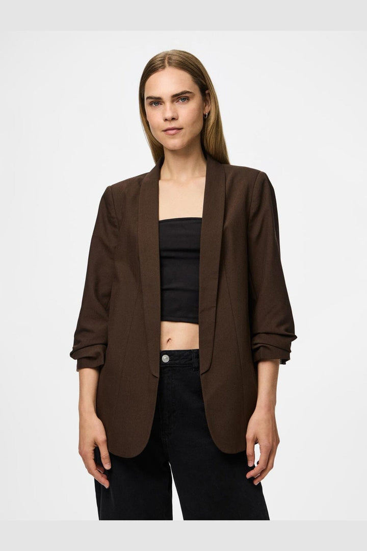 Pieces - Pcbosella 3/4 Blazer - 4802362 Hot Fudge