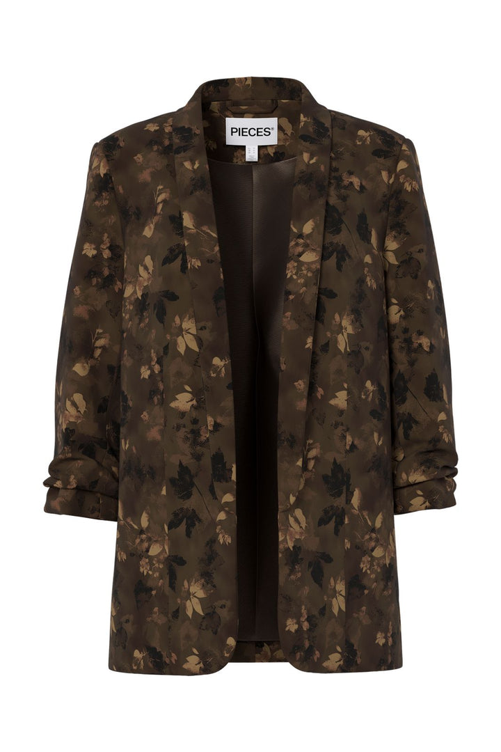 Pieces - Pcbosella 3/4 Printed Blazer - 5050637 Major Brown Flower