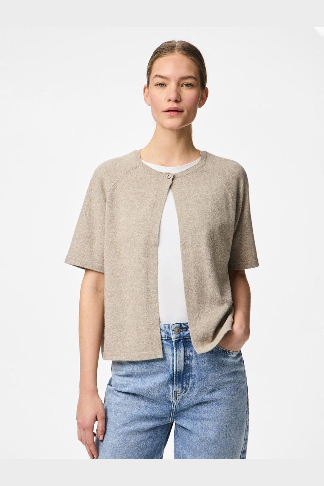 Pieces - Pcbree Ss O-Neck Knit Cardigan - 4790739 Crockery Melange