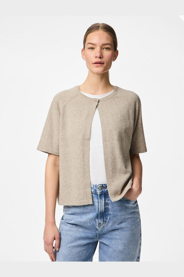 Pieces - Pcbree Ss O-Neck Knit Cardigan - 4790739 Crockery Melange