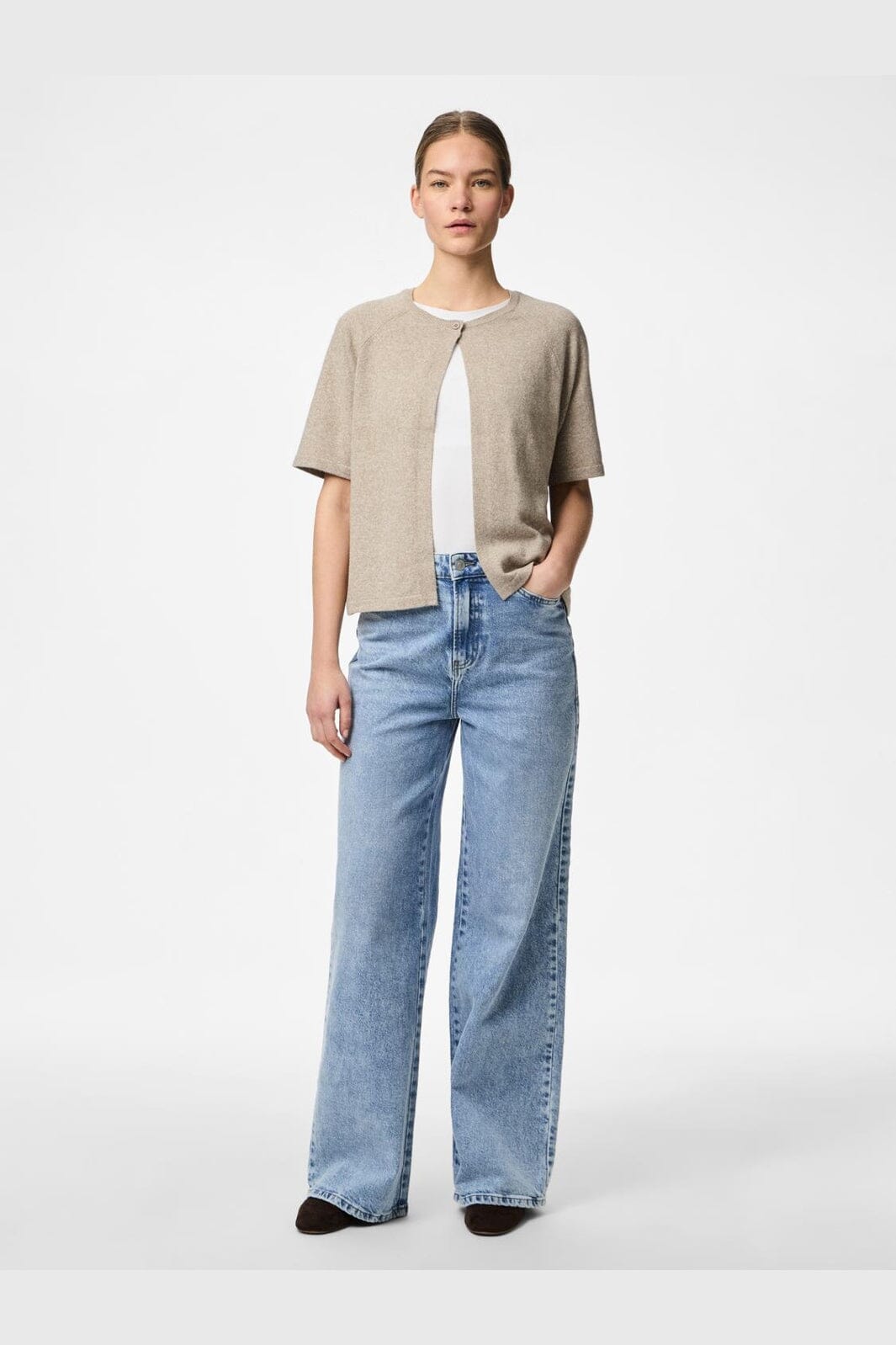 Pieces - Pcbree Ss O-Neck Knit Cardigan - 4790739 Crockery Melange