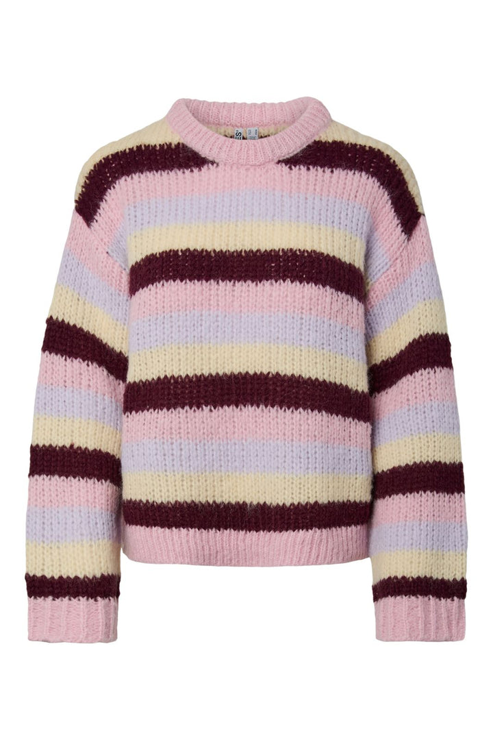 Pieces - Pcdorthea Ls Chunky Knit - 5104863 Roseate Spoonbill Winetasting/French Vanilla/Pastel Lilac