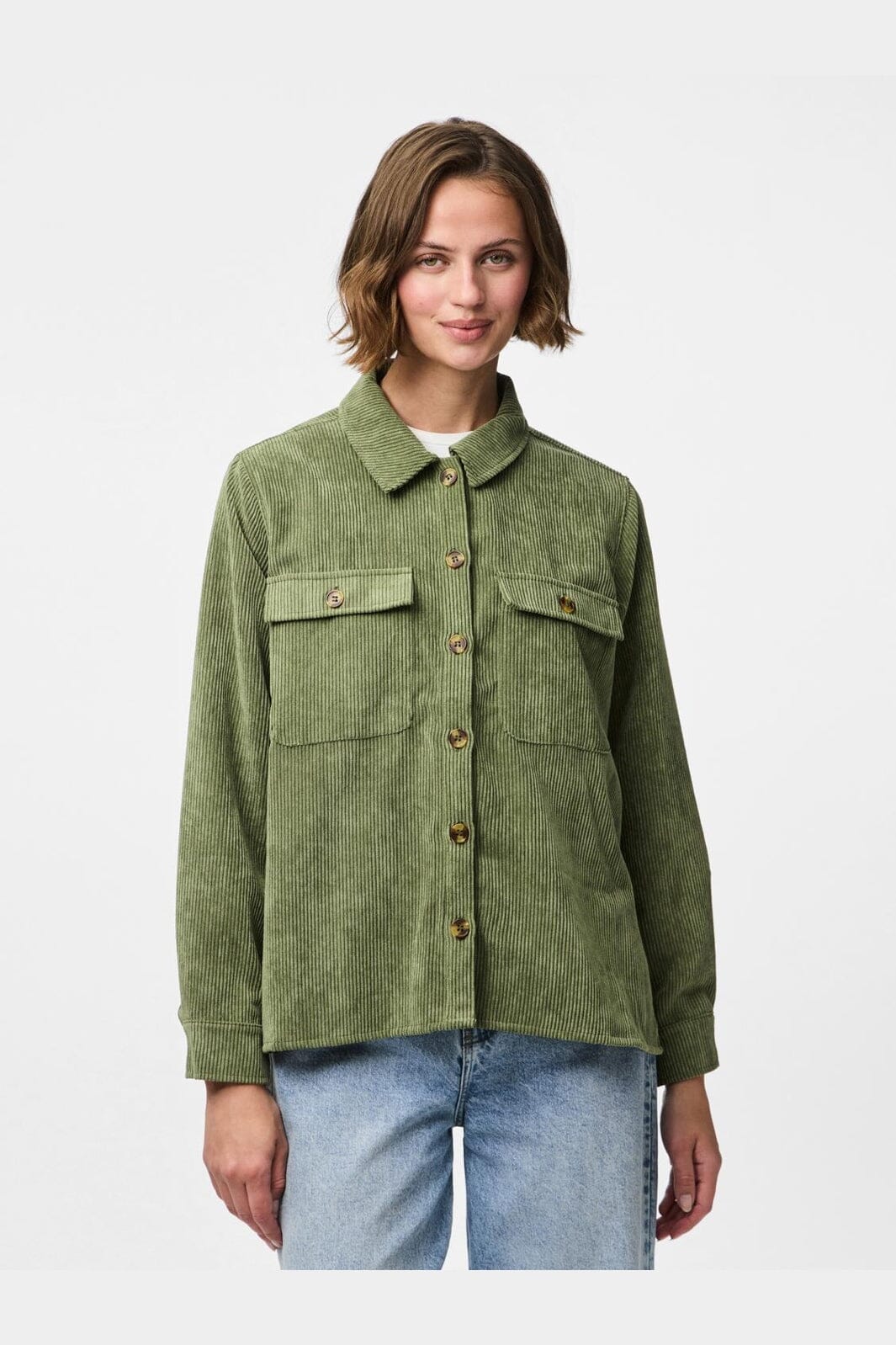 Pieces - Pceffi Ls Corduroy Shirt - 3969495 Olivine