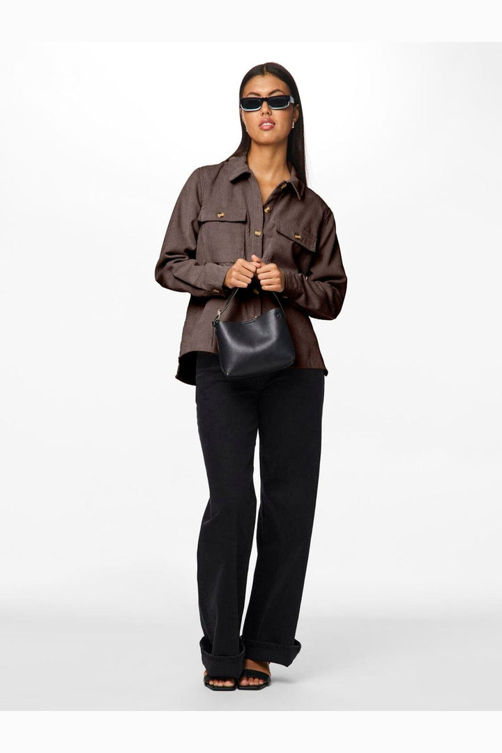 Pieces - Pceffi Ls Corduroy Shirt - 4988237 Hot Fudge