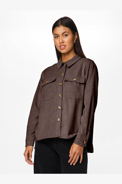 Pieces - Pceffi Ls Corduroy Shirt - 4988237 Hot Fudge