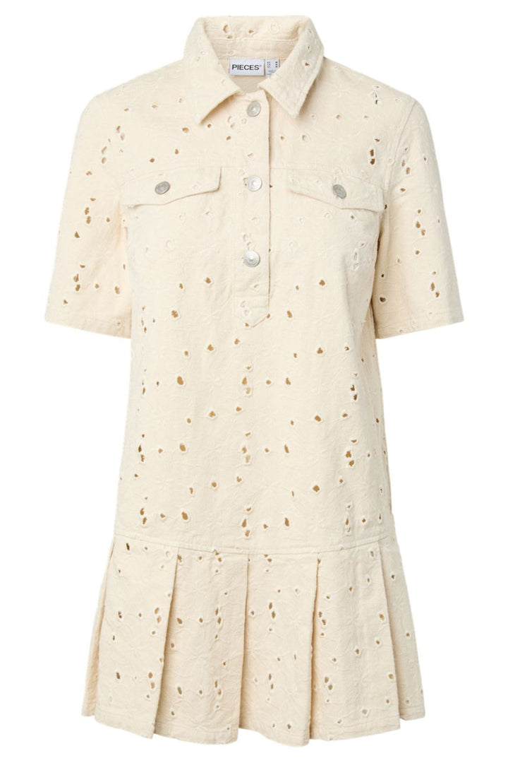 Pieces - Pcella 2/4 Short Dress - 5106604 Ecru Embroidery