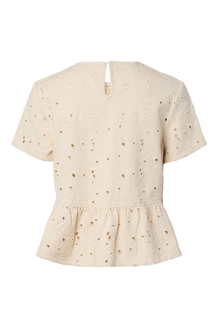 Pieces - Pcella Ss Top - 5106570 Ecru Embroidery