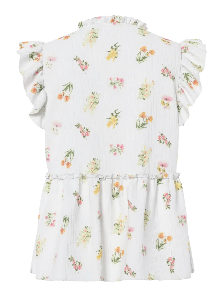 Pieces - Pcemma Sl Top - 4904214 Bright White Flower Toppe 