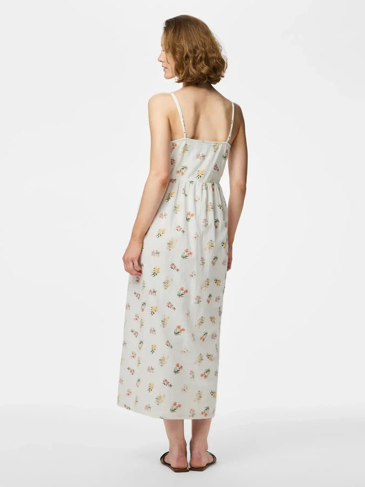 Pieces - Pcemma Strap Ankle Dress - 4904225 Bright White Flower Kjoler 
