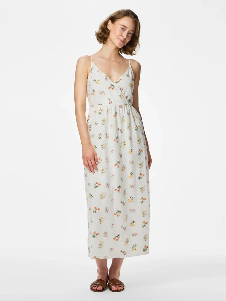 Pieces - Pcemma Strap Ankle Dress - 4904225 Bright White Flower Kjoler 