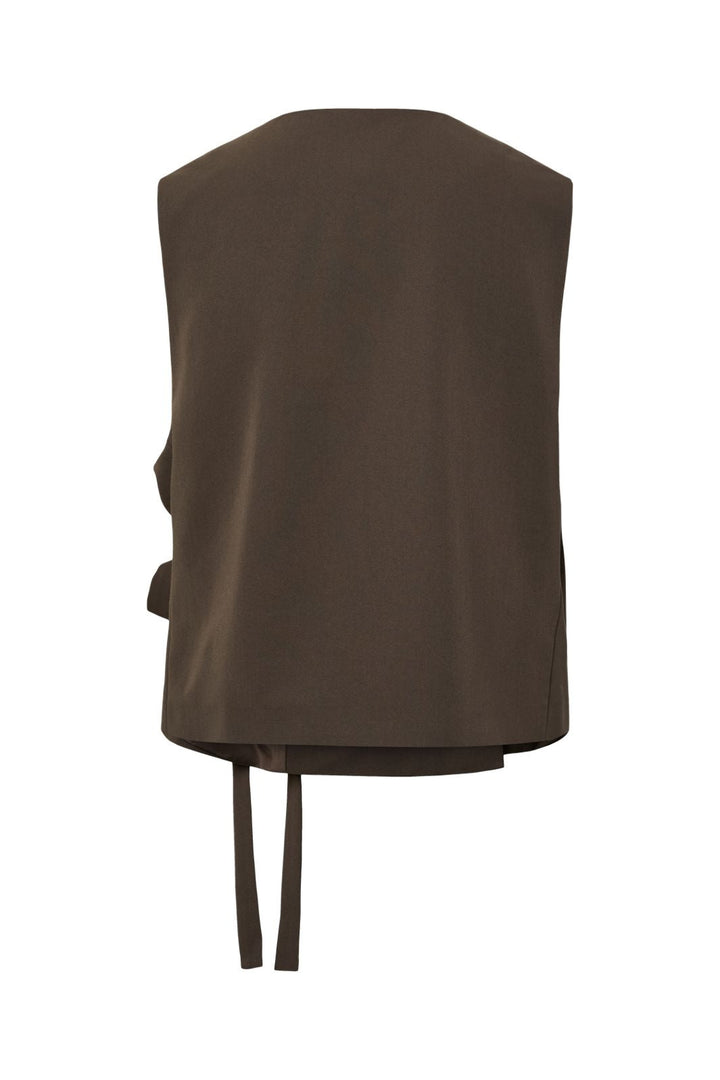 Pieces - Pcemy Tailored Vest W. Tie Detail - 5134702 Turkish Coffee