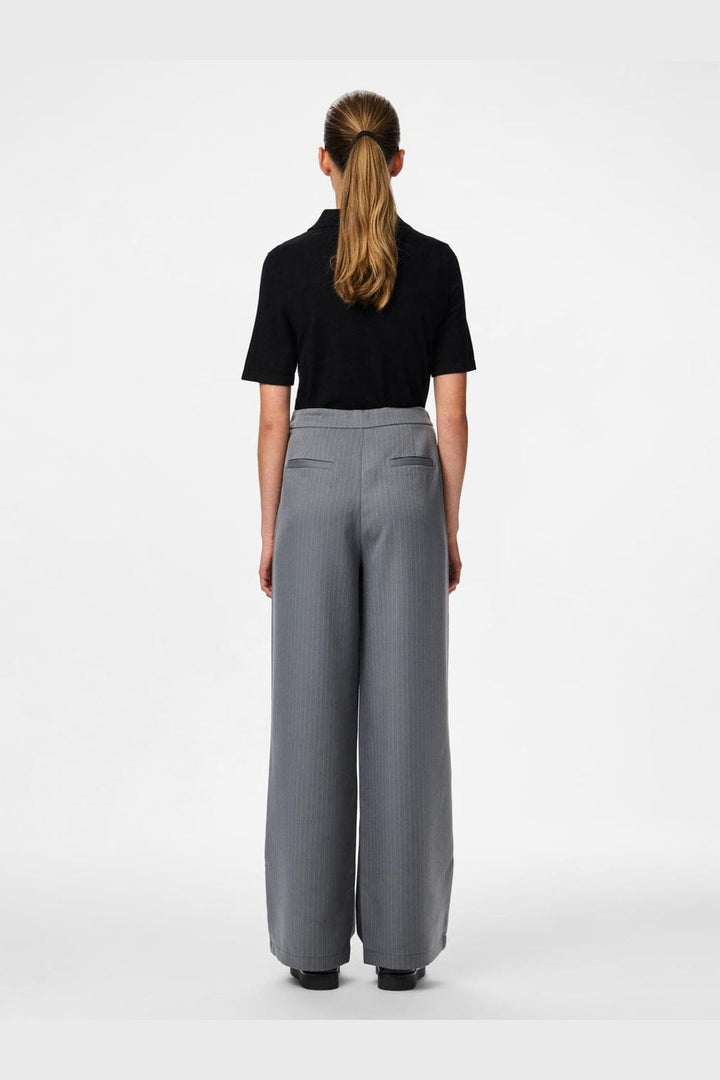 Pieces - Pcfalka Pinstriped Tie Pants - 4983919 Grey Pinstripe