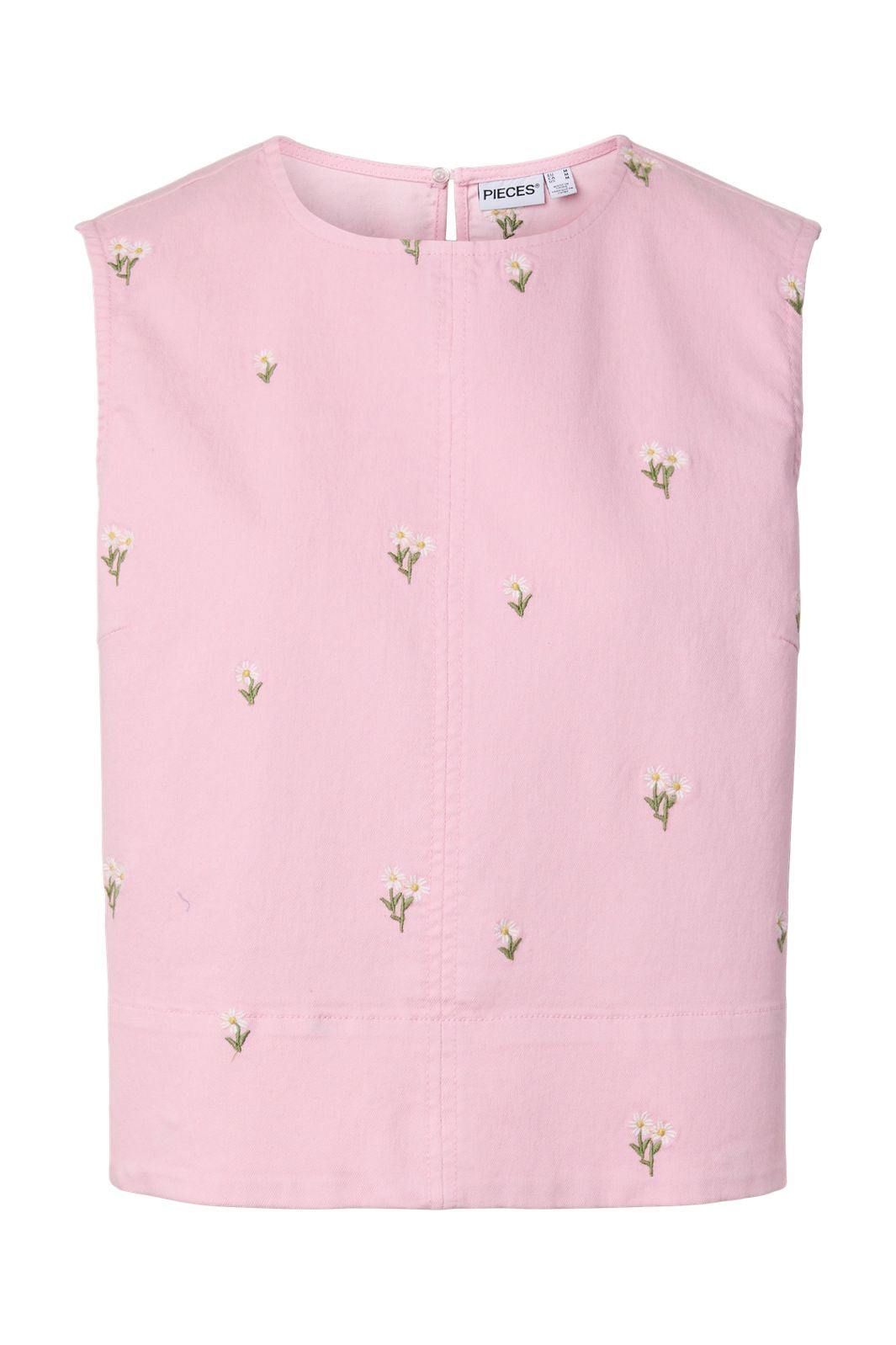 Pieces - Pcflora Sl Emb Top - 5124692 Roseate Spoonbill Yellow Flower Ebroidery